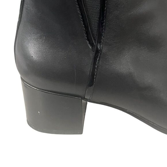 Donald Pliner Women’s size 7. 5 N Leather Ankle Zip Boots Cayto Block Heel Black - Picture 3 of 13